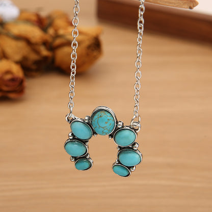 Artificial Turquoise Alloy Pendant Necklace