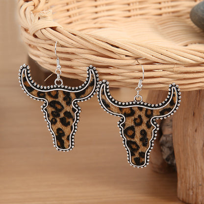 Alloy Animal Print Cow Head Earrings