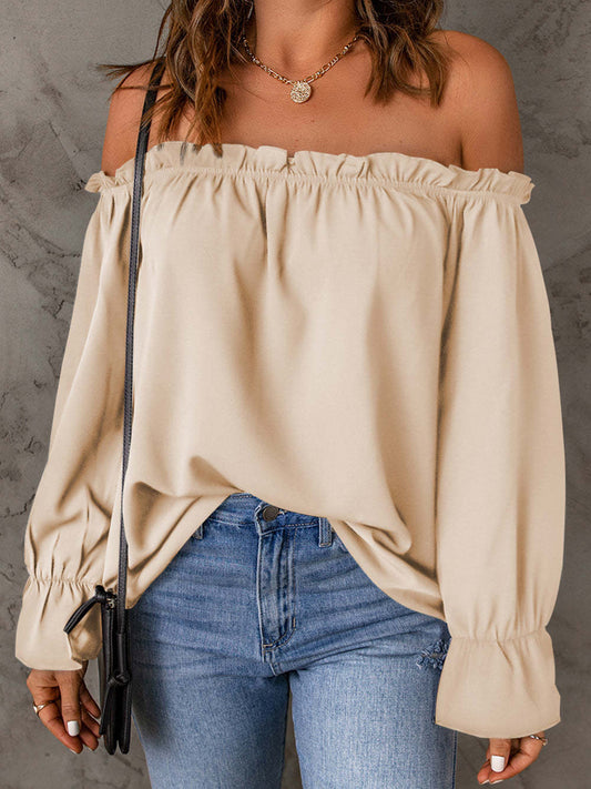 Off-Shoulder Flounce Sleeve Blouse